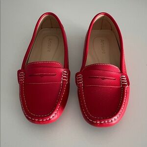 Stylish Red Leather Loafers Size8